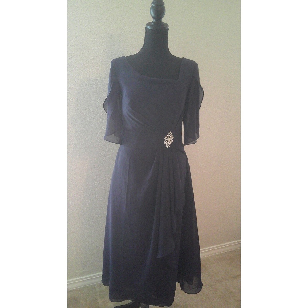 Dark Blue Formal Gown with Jeweled Embellishment Size 12